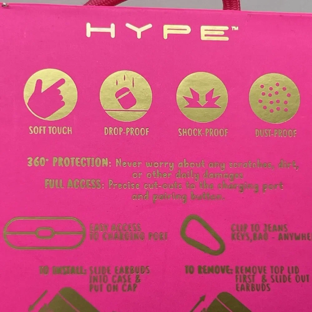 AirPods Pro Hype Carrying Case Soft Touch Clip Drop Shock Proof - Pink- 3rd Gen